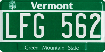 VT license plate LFG562