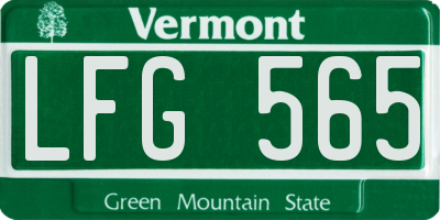 VT license plate LFG565