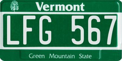 VT license plate LFG567
