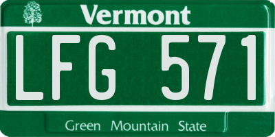 VT license plate LFG571