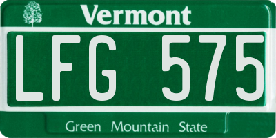 VT license plate LFG575