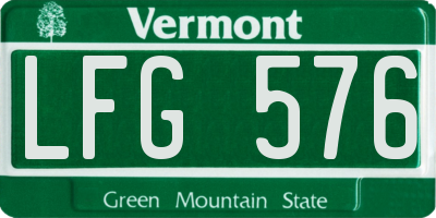 VT license plate LFG576