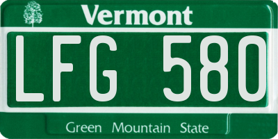 VT license plate LFG580
