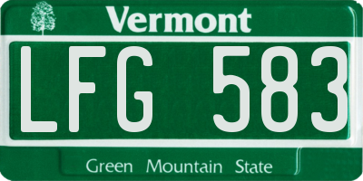 VT license plate LFG583