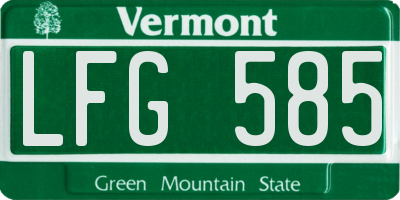 VT license plate LFG585