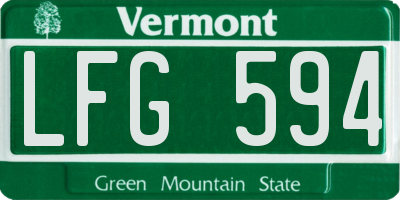 VT license plate LFG594