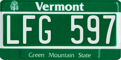 VT license plate LFG597