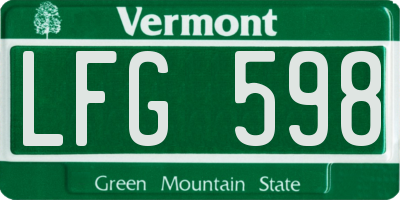VT license plate LFG598