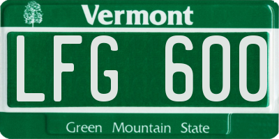 VT license plate LFG600