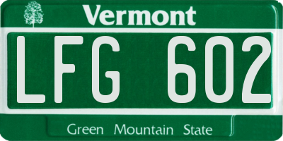 VT license plate LFG602