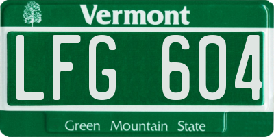 VT license plate LFG604