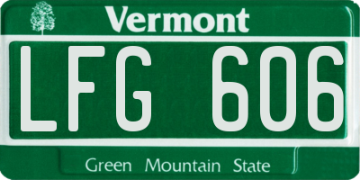 VT license plate LFG606