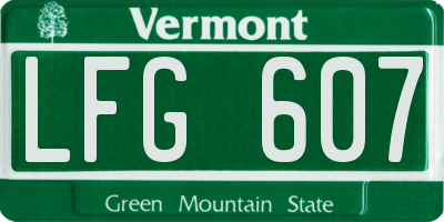 VT license plate LFG607