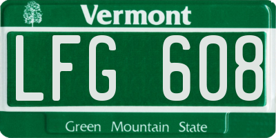 VT license plate LFG608
