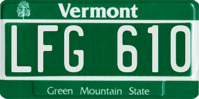VT license plate LFG610