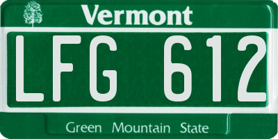 VT license plate LFG612