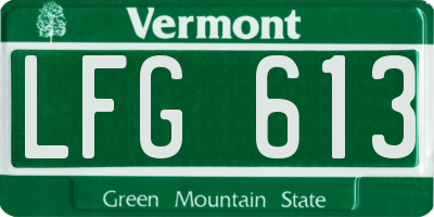 VT license plate LFG613
