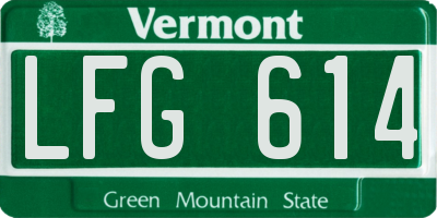 VT license plate LFG614