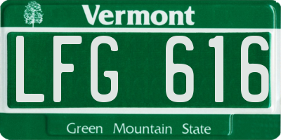 VT license plate LFG616