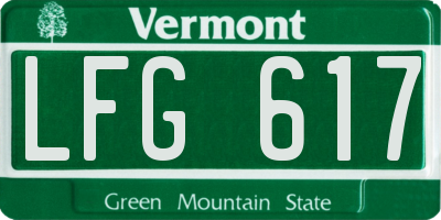 VT license plate LFG617