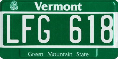 VT license plate LFG618