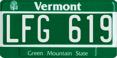 VT license plate LFG619