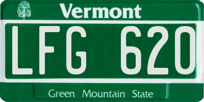 VT license plate LFG620
