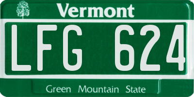 VT license plate LFG624
