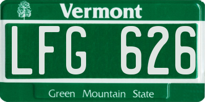 VT license plate LFG626
