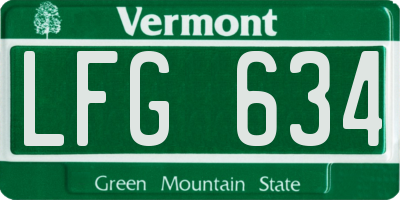 VT license plate LFG634