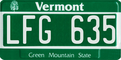 VT license plate LFG635