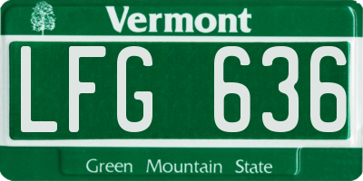 VT license plate LFG636
