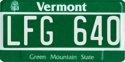 VT license plate LFG640