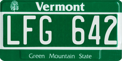 VT license plate LFG642