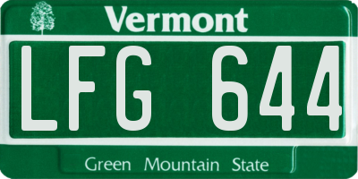VT license plate LFG644