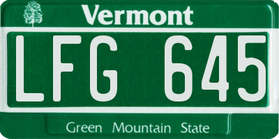 VT license plate LFG645