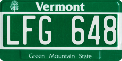 VT license plate LFG648