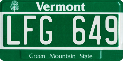 VT license plate LFG649