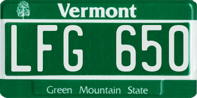 VT license plate LFG650