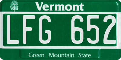 VT license plate LFG652