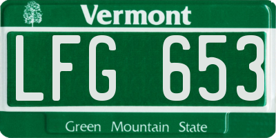 VT license plate LFG653