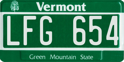 VT license plate LFG654