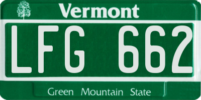 VT license plate LFG662