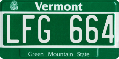 VT license plate LFG664
