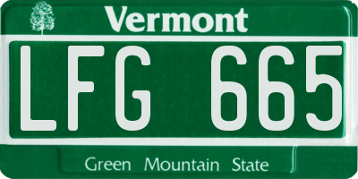VT license plate LFG665