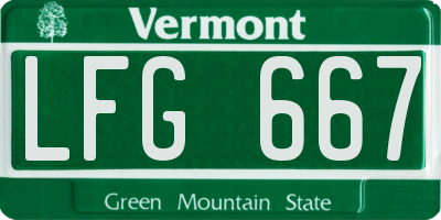 VT license plate LFG667