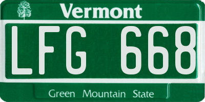 VT license plate LFG668