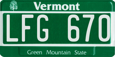 VT license plate LFG670