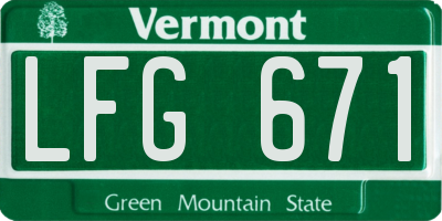 VT license plate LFG671