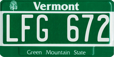 VT license plate LFG672